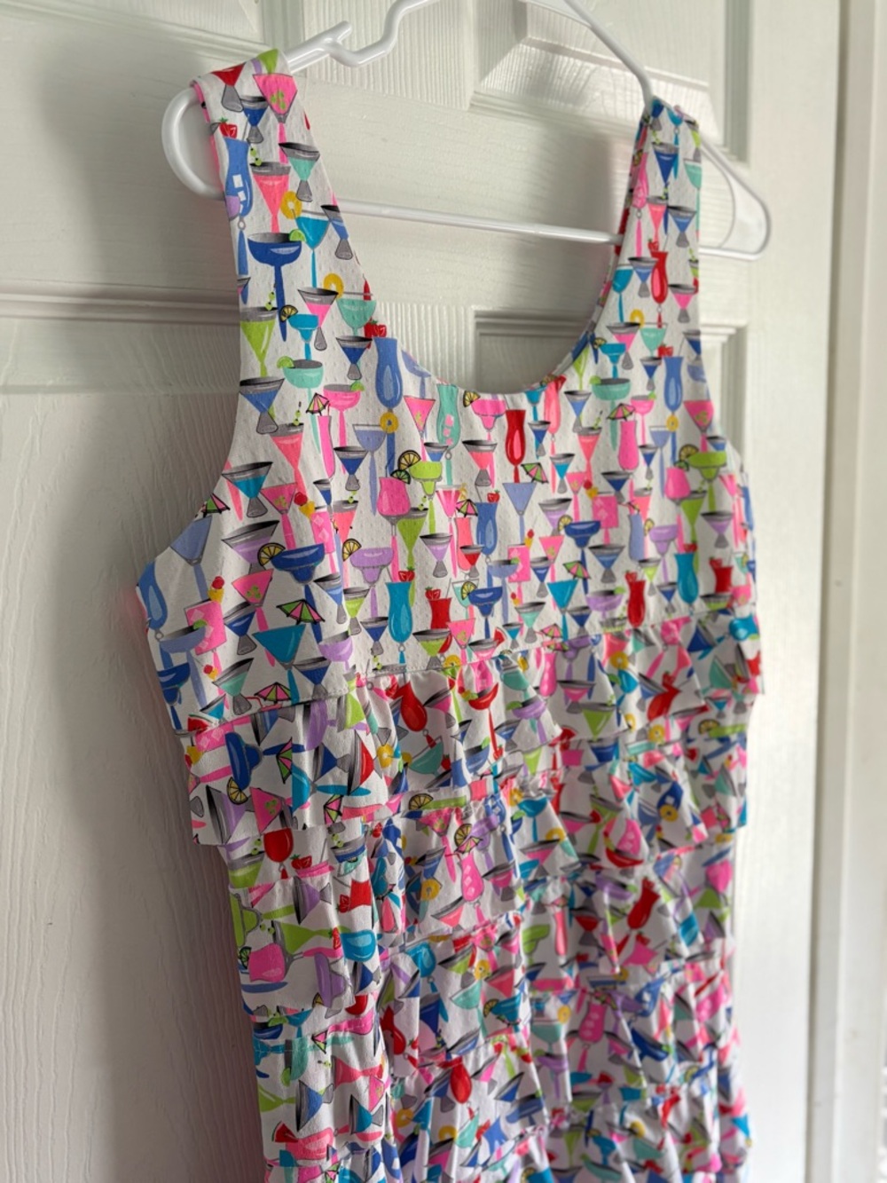 Beachtime by Lulu B Cocktail Hour Vibrant Ruffle Sleeveless Cha Cha Dress Sz M - Picture 2 of 7